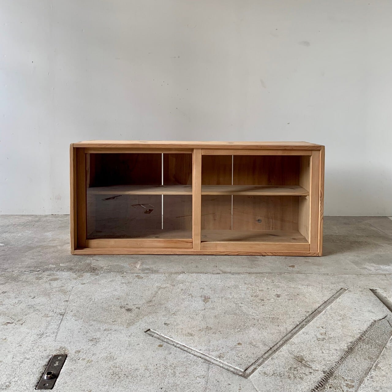 ガラス戸のキャビネット　古家具　0750　