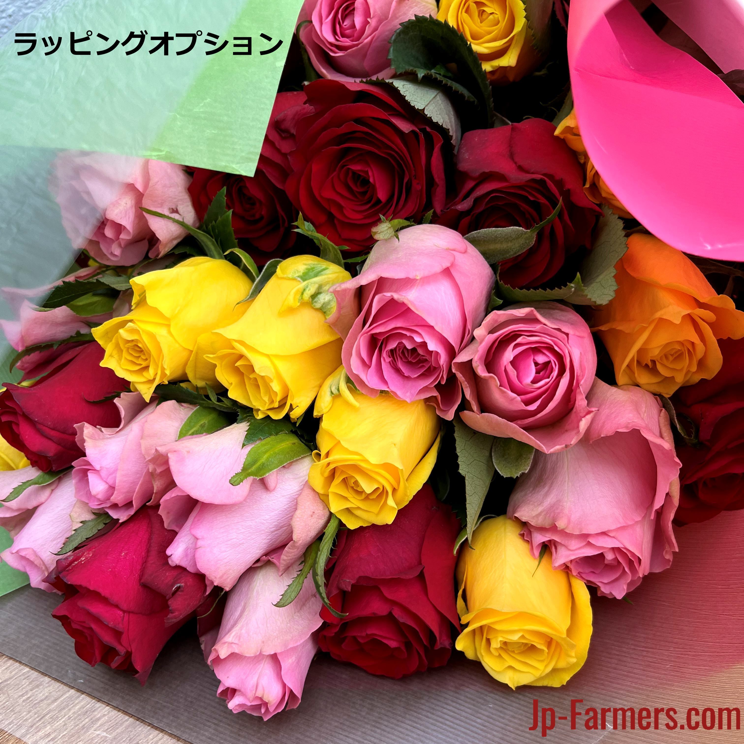 国産バラ!30本!Fujiwara3色ミックス(赤・ピンク・黄 国産バラ!30本!Fujiwara3色ミックス(赤・ピンク・黄