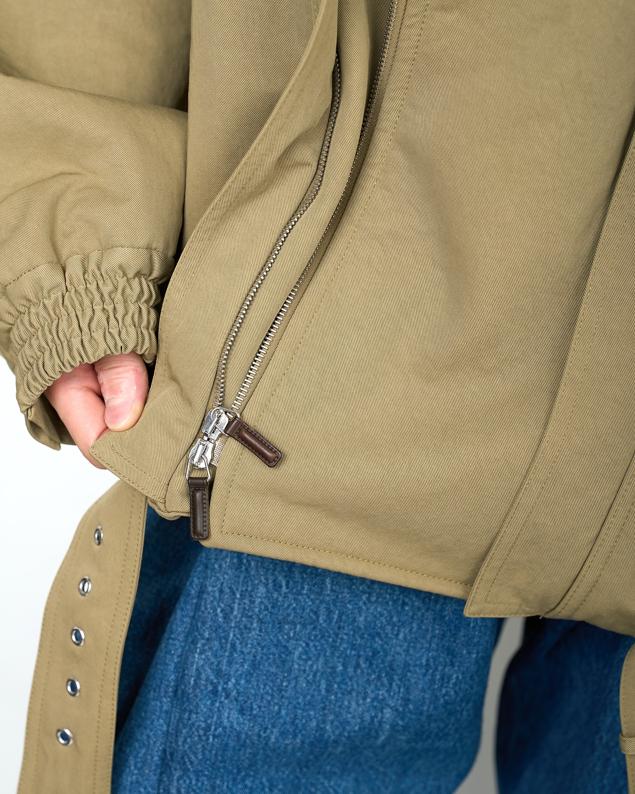 HED MAYNER "HIGH NECK ZIP UP BLOUSON 〔KHAKI〕"