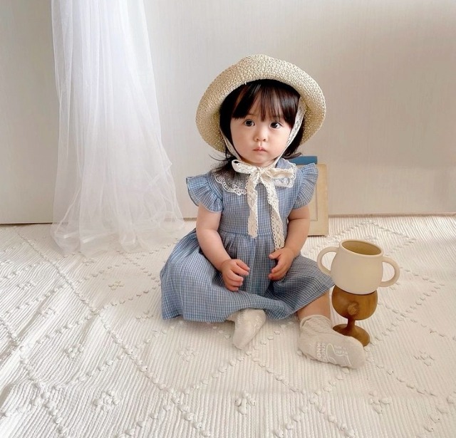 即納レースリボン麦わら帽子