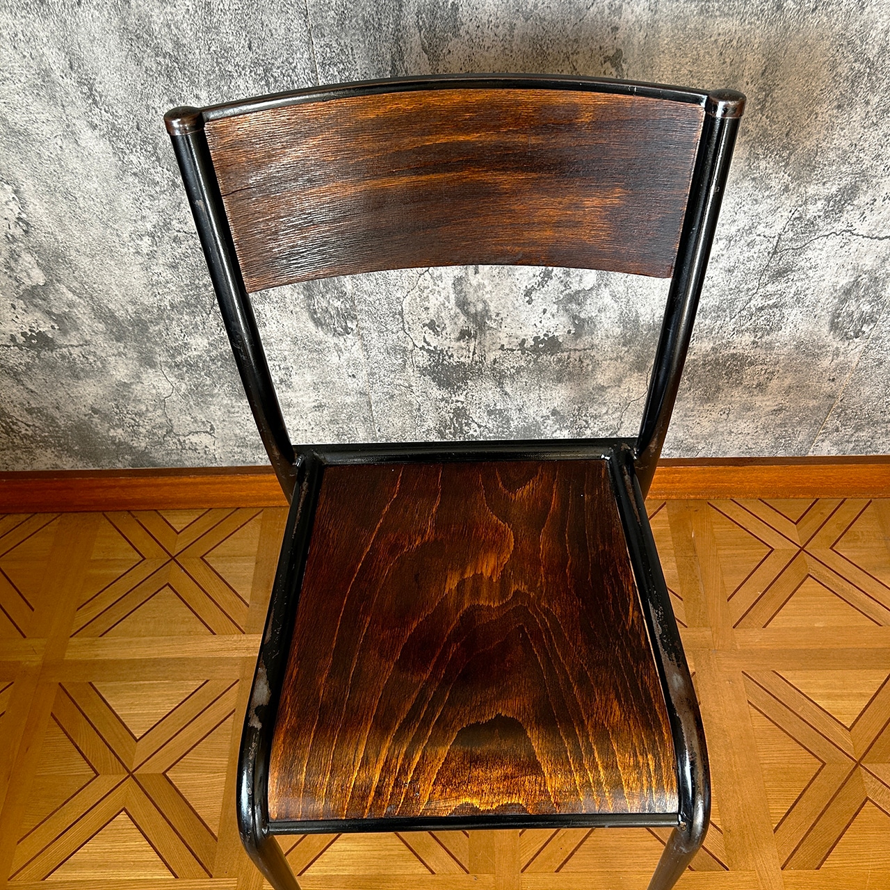 50's Vintage French Industrial School Chair #2 Used 中古 リペア済