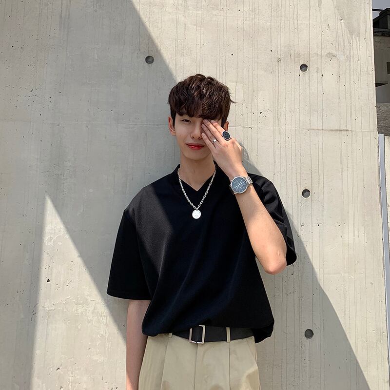 全3色 Tシャツ カットソー 無地 カジュアル Vネック おしゃれ