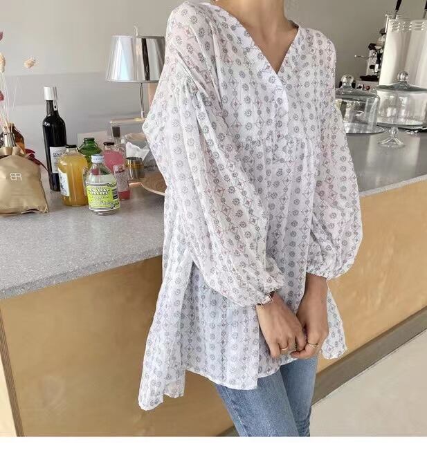 総柄Vネックチュニック　AJ22008-615