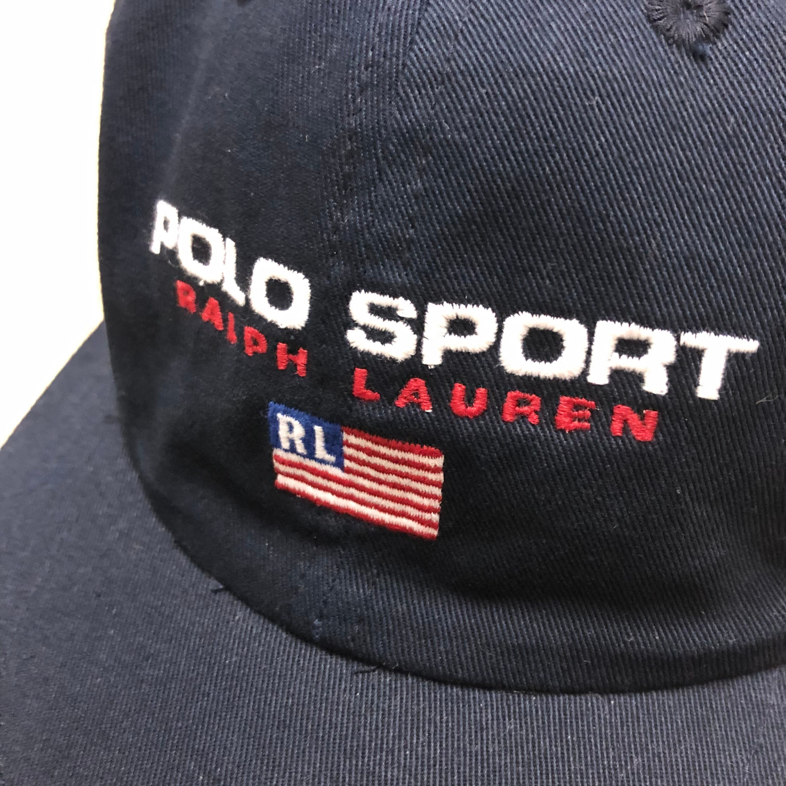 POLO SPORT ポロ スポーツ コットンキャップ 星条旗 刺繍 ネイビー 90s POLO SPORT/星条旗 cap/Free/キャップ/刺繍ロゴ/ネイビー