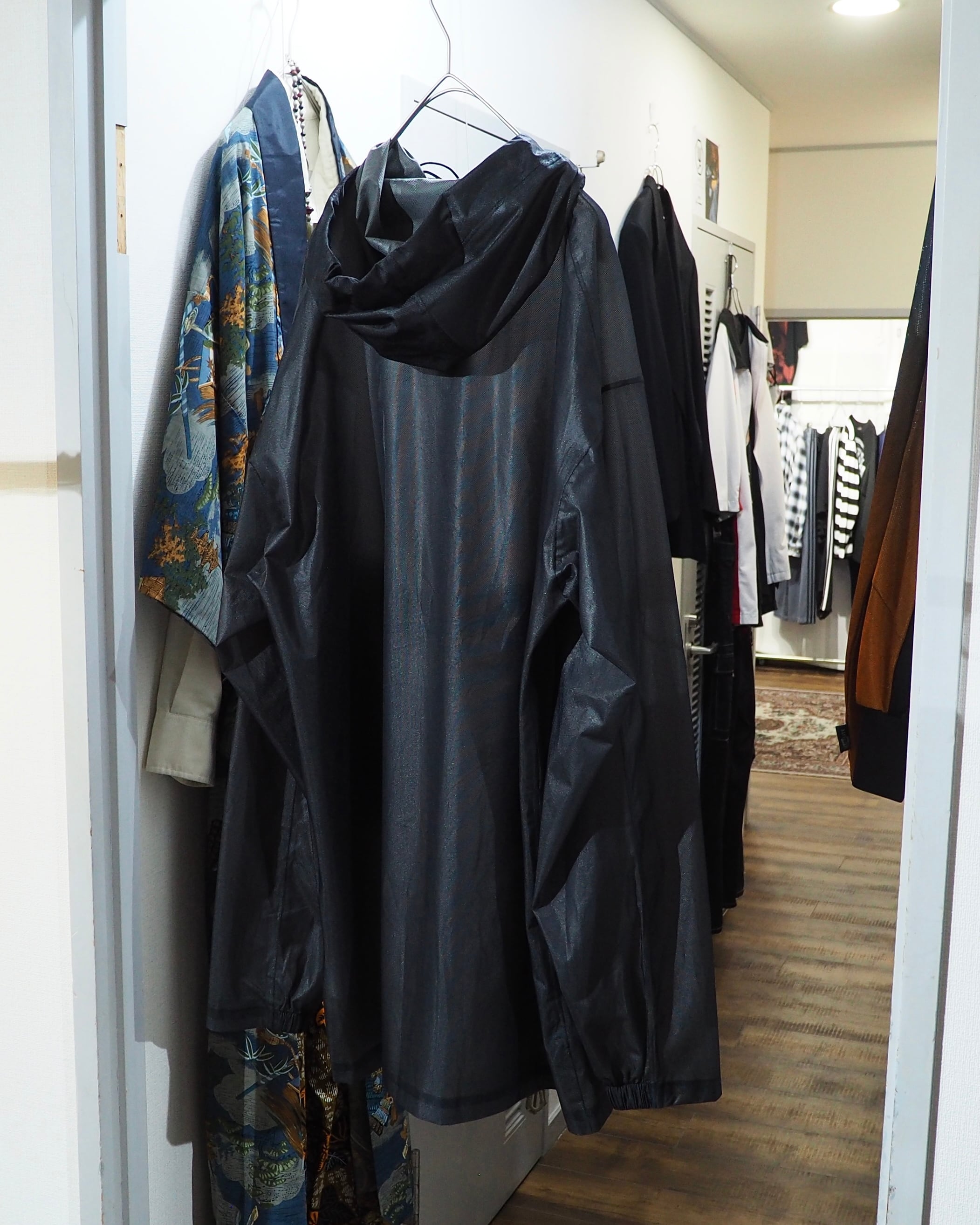 "Y-3(Yohji Yamamoto)" Black sheer Waterproof Nylon Tech Full zip jacket