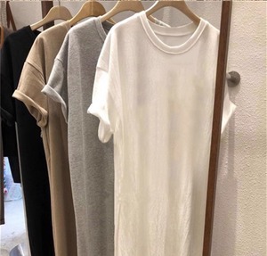 レディース ワンピース ミドル丈 半袖 ラウンドネック オーバーサイズ シンプル カジュアル ラフ ベーシック 無地 春 夏 10代 20代 30代 お出かけ 旅行 ビーチ 女子会 休日 ショッピング コンサート ライブ カフェ フェス コーデ 楽ちん プレゼント プチプラ 普段使い 着回し 清楚 定番 M L XL 2XL 大きいサイズ 白 黒 ライトグレー ダークグレー カーキ ベーシックカラー