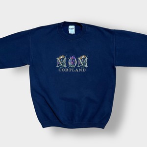 【NU SPORT】カナダ素材 スウェットシャツ トレーナー カワイイ系 M MOM 刺繍 SWEATSHIRTS US古着