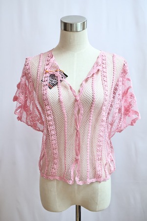 1970s「LIM'S」vintage hand crochet pink【deadstock】