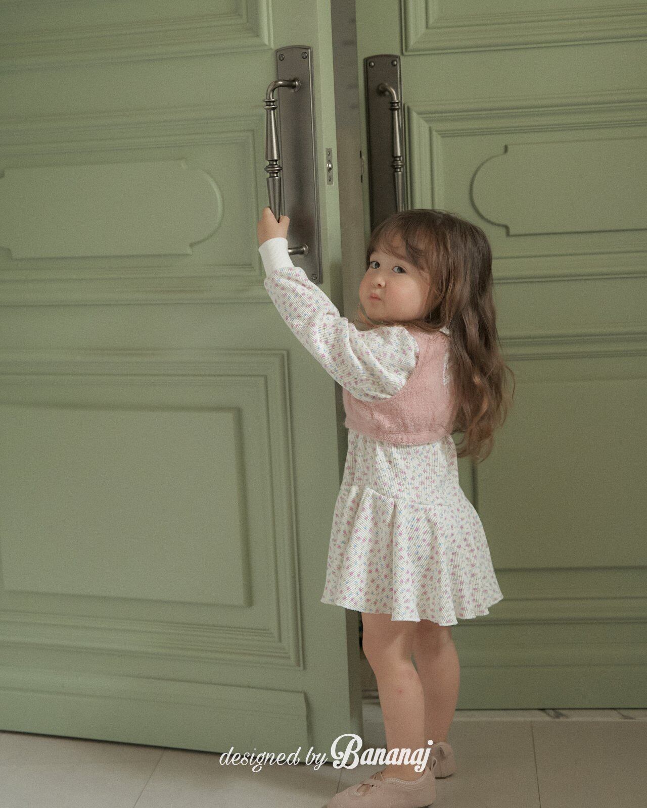 残り1点 即納⌇120-130cm 花柄 ワッフル ワンピース