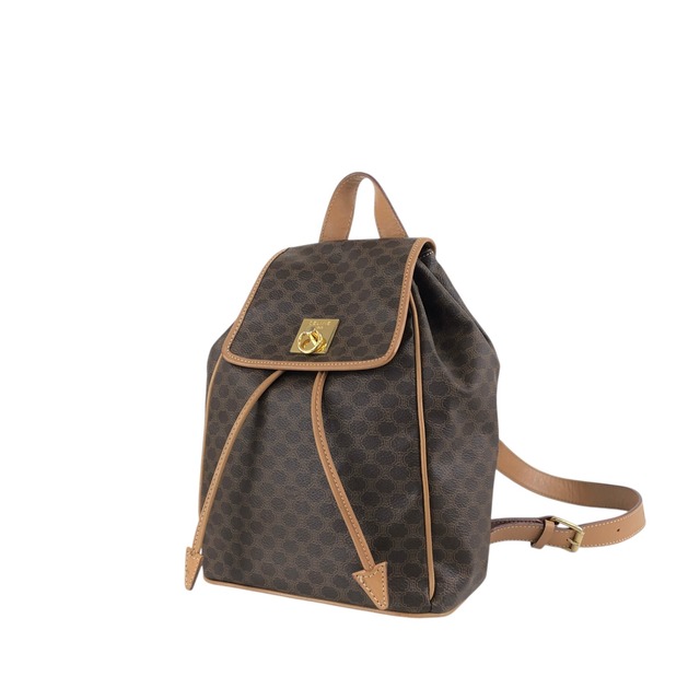 CELINE セリーヌ マカダム バックパック ブラウン ガンチーニ PVCレザー vintage ヴィンテージ オールド b7xgpf