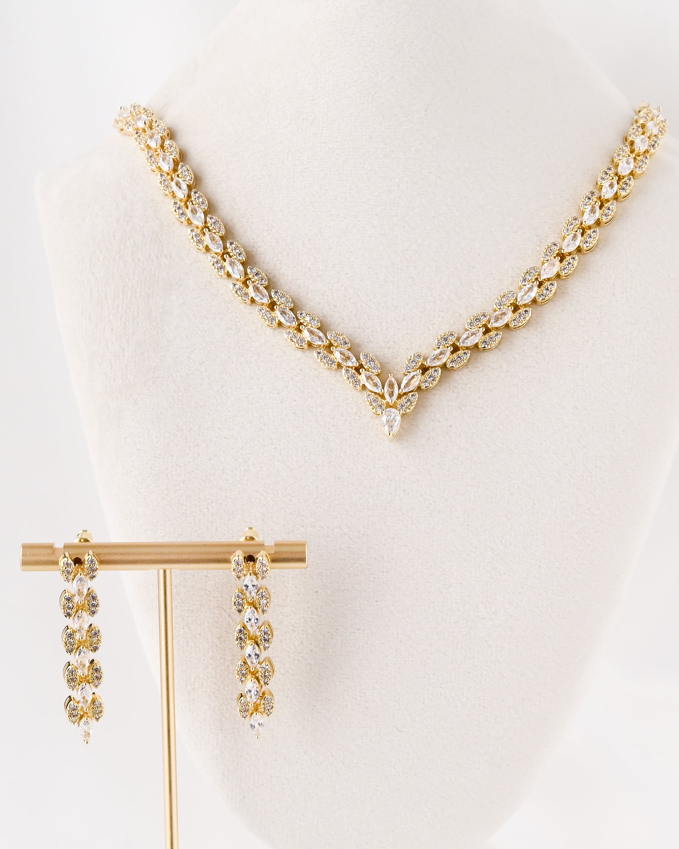 ウェディングネックレスピアスセットゴールド【NE2209-02G】