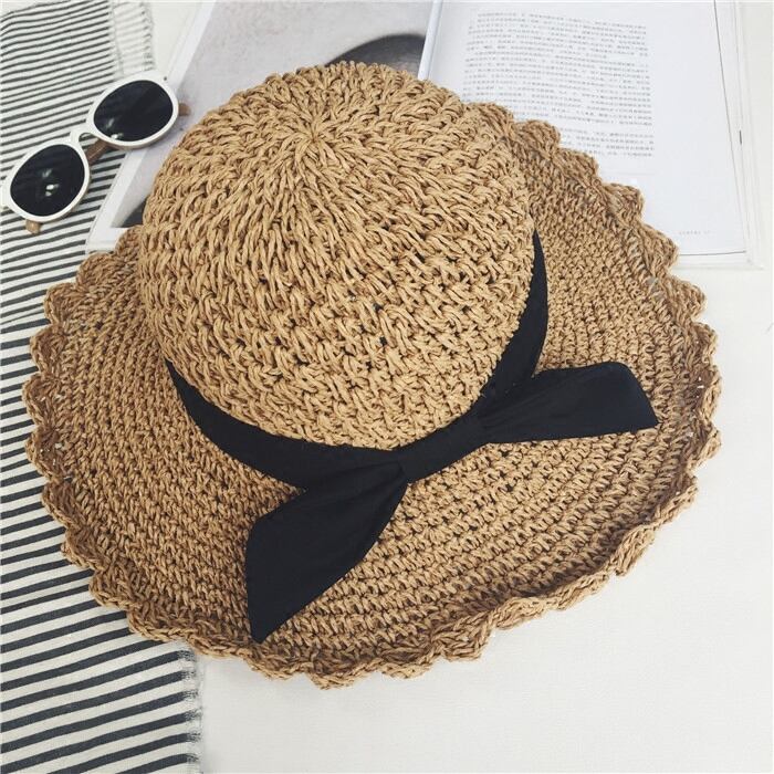 野生の太陽の帽子のバージョン女性の夏の太陽の帽子麦わら帽子夏の小さな新鮮なビーチの日焼け止めビーチの帽子 ブラック・アイド・ピーズ70359988997