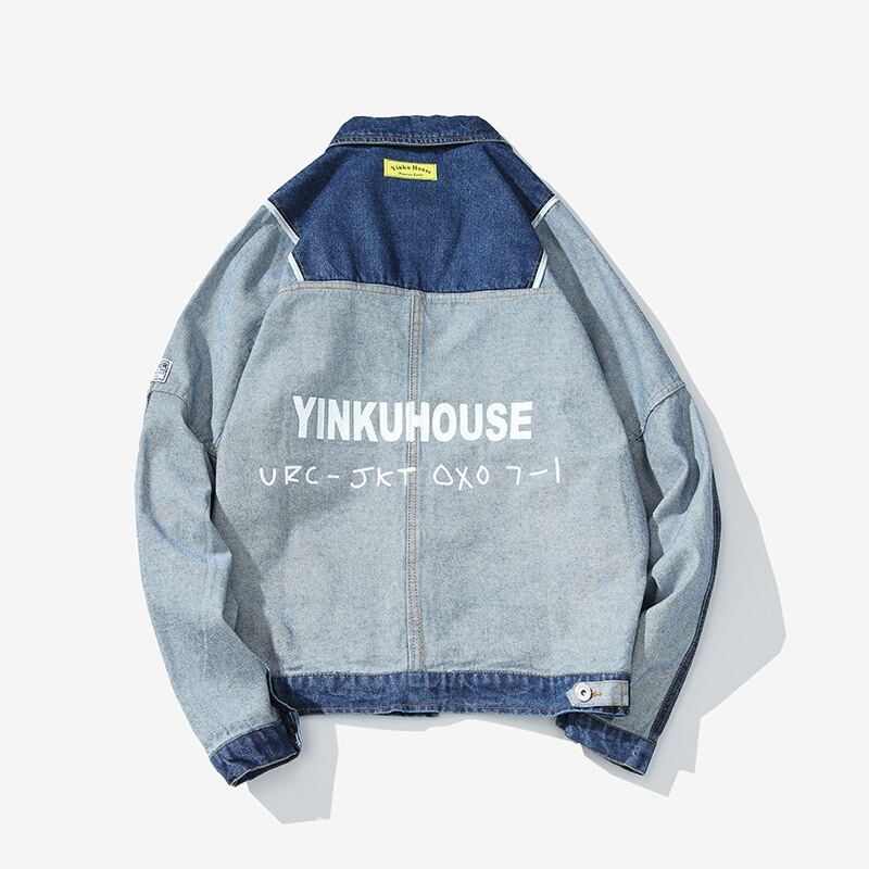 2018春の個性コントラストステッチデニムジャケットeseオリジナルトレンディブランドルーズプリントジャケットメンズデニムジャケット-アリババ スプリング 春物 hip6-16115574856261