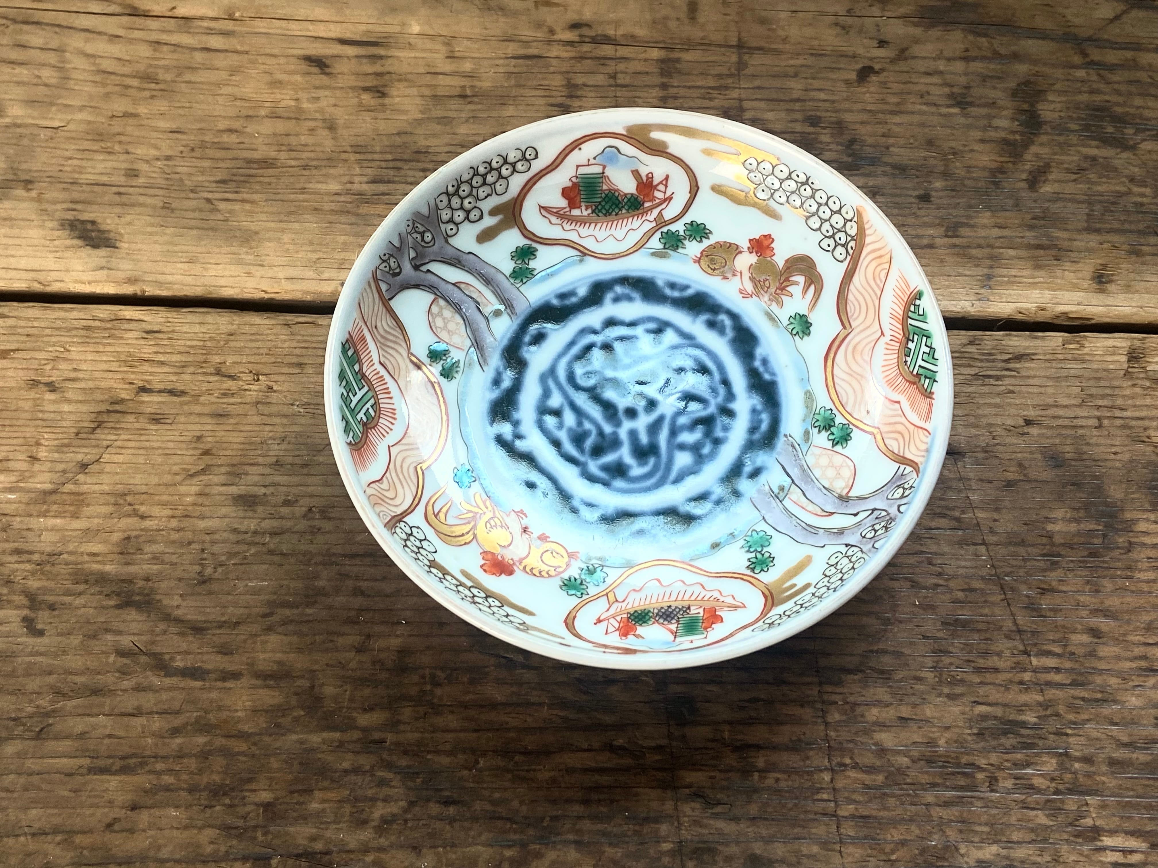 古伊万里 染錦金彩 色絵 鳥船文 小皿 2枚/豆皿 megurumeguru - 古伊万里 染錦金彩 色絵 鳥船文 小皿 - | megurumeguru