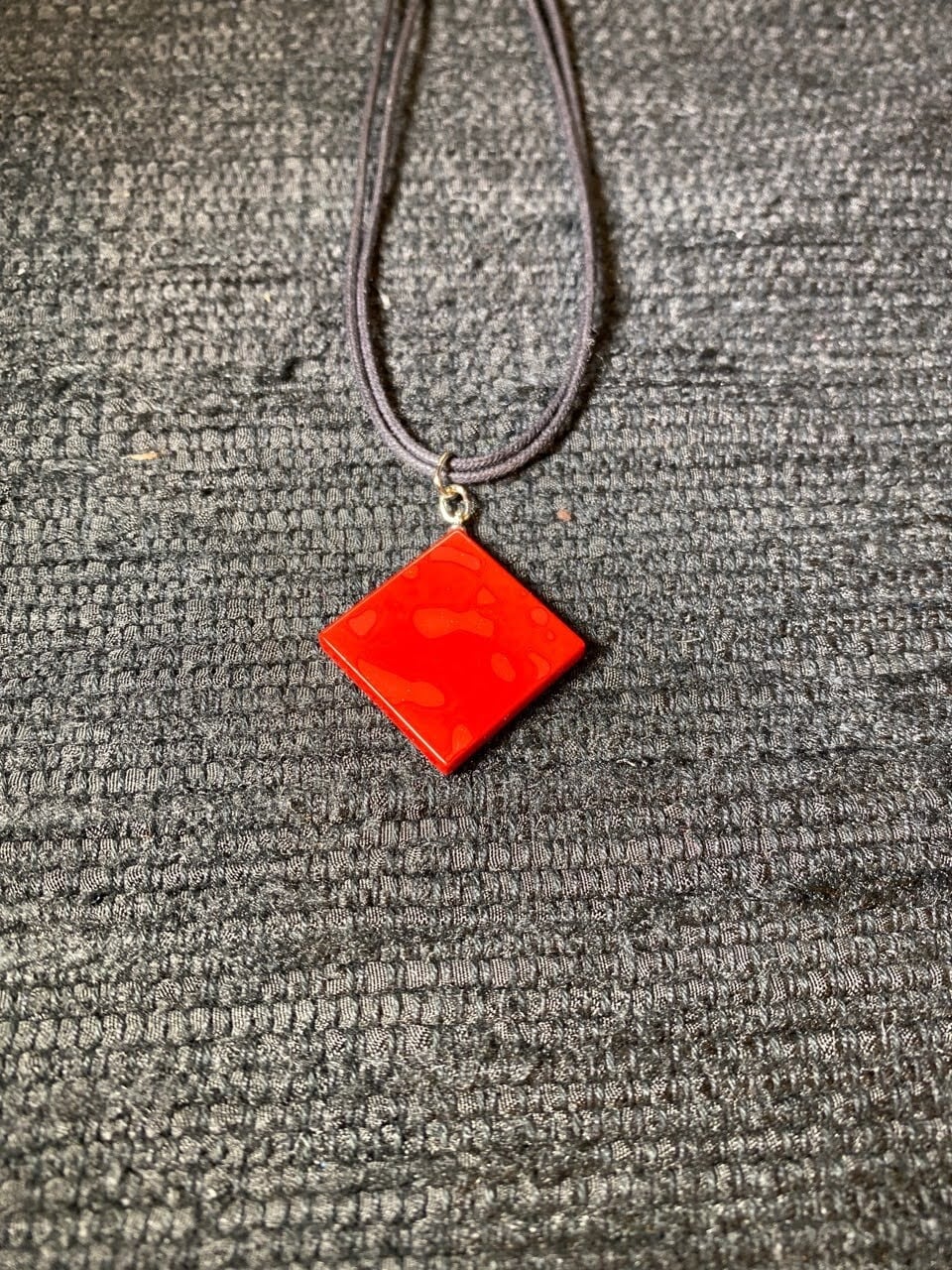 ネックレス 四角 朱色 津軽塗 | 漆工房 宮 うるしこうぼう みや