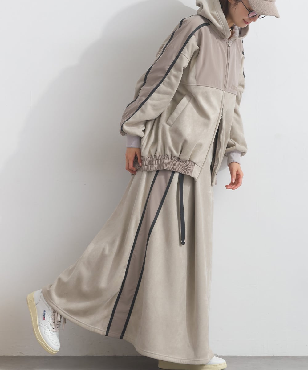 CUTA COUTURE AラインE 2本　yライン変更可 K54018 フェイクスエード配色ラインスカート / Faux Suede Contrast