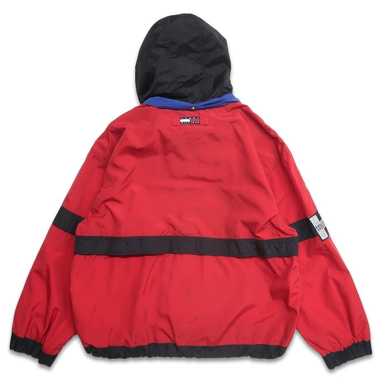 トミーヒルフィガー　90s　フラッグタグ　アノラック　ダウンジャケット　赤　L 古着 90年代 TOMMY トミー ヒルフィガー ナイロン アノラックパーカー