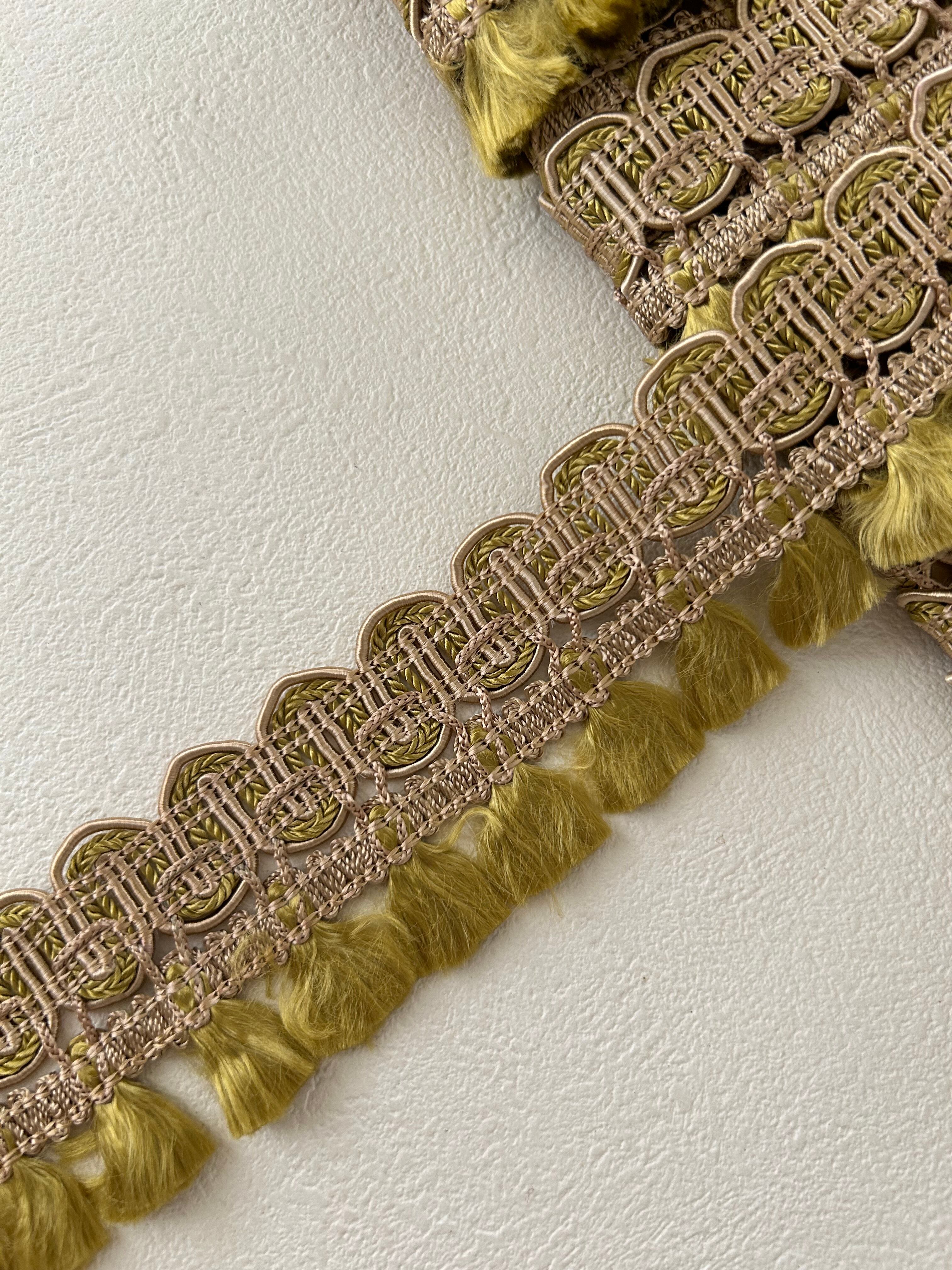 フランスVintage ブレード タッセルブレード イエローゴールド 全長4cm カルトナージュ デコレーション材 コレクション