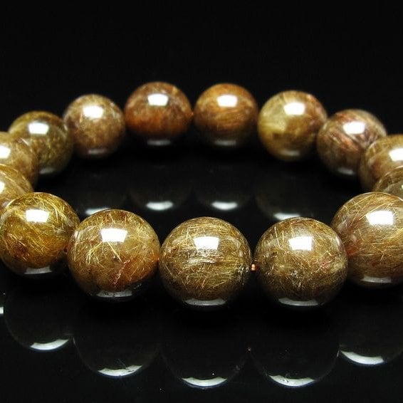 ルチルクォーツ ブレスレット 14mm ブロンズルチル ブレス 一点物 111-50794