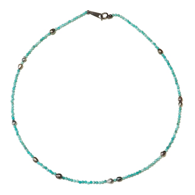 K18WG turquoise keshi pearl necklace