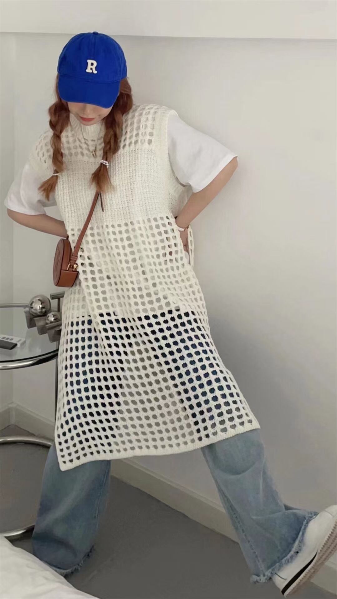 鍵編みニットワンピ　AJ1079-7028