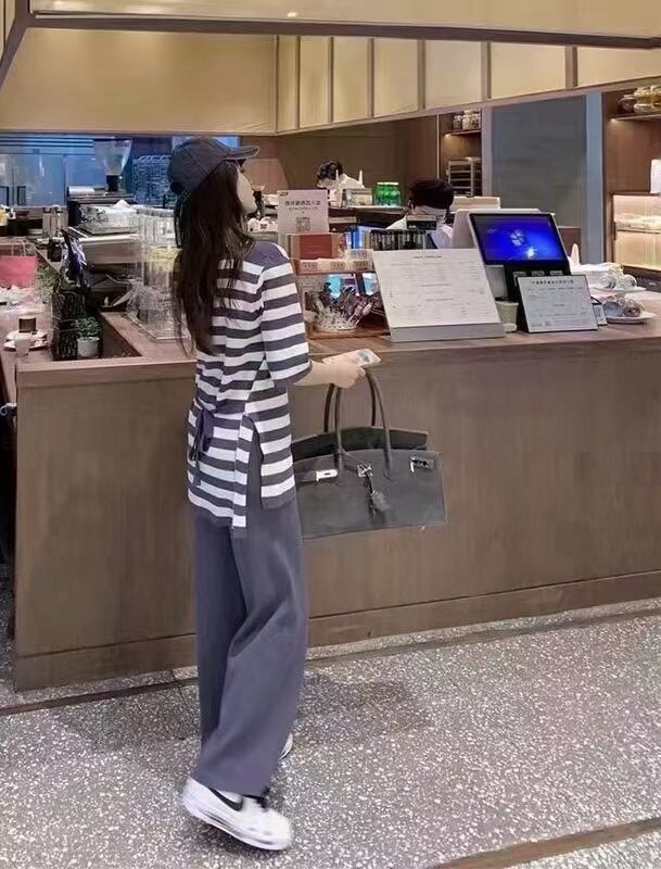 ウエストリボンつき　ボーダーチュニック　AJ12541-526