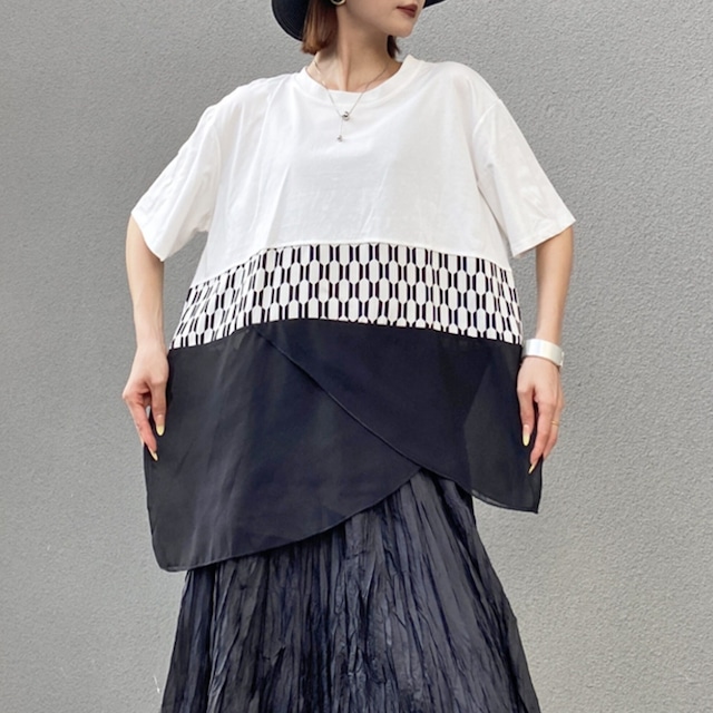 Patchwork Hem Design Tops 01356