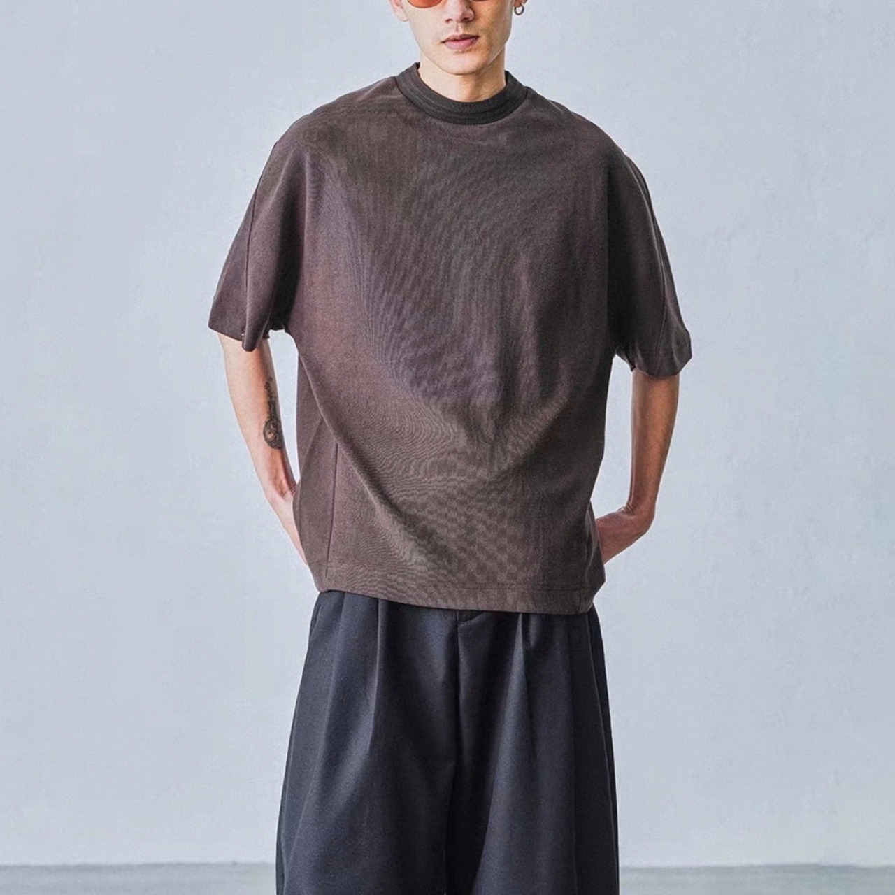 Washed mock neck tee 1486 - 1