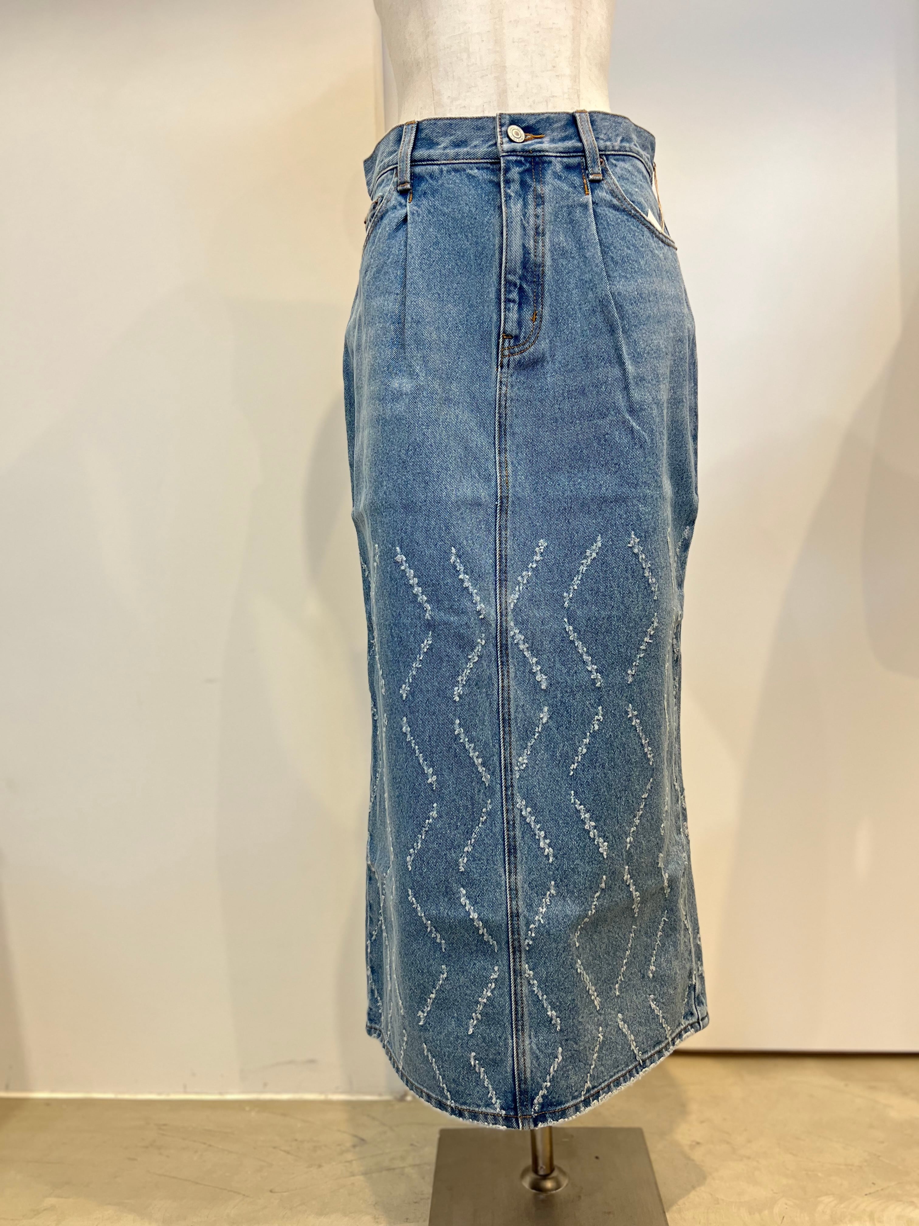 【YENN】LASER CUT DENIM SK