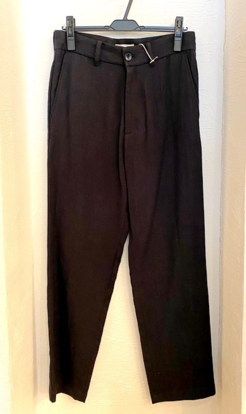 Linen Straight Ankle Pants　Black