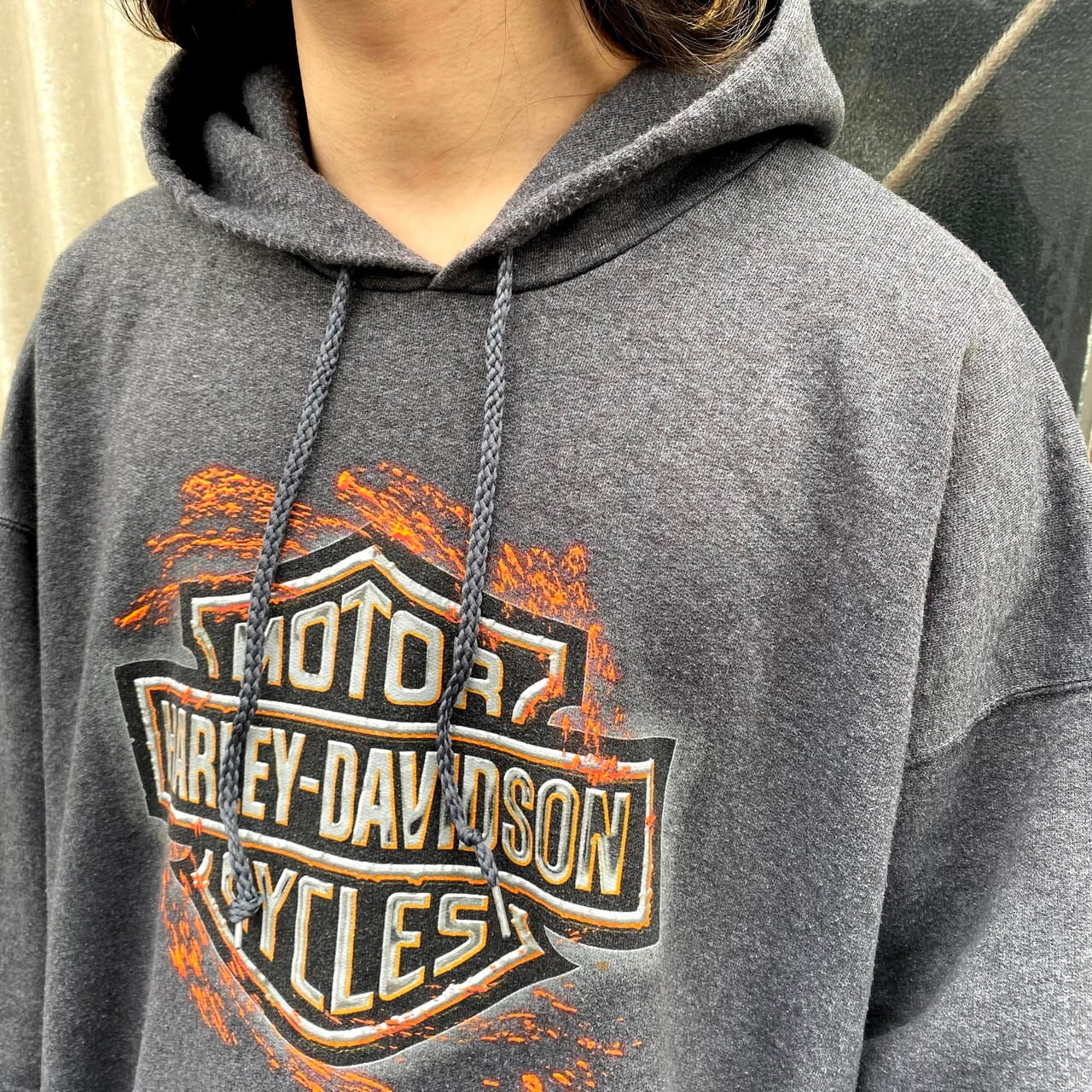 ハーレーダビッドソン ロゴプリント スウェットパーカー メンズXL 古着 