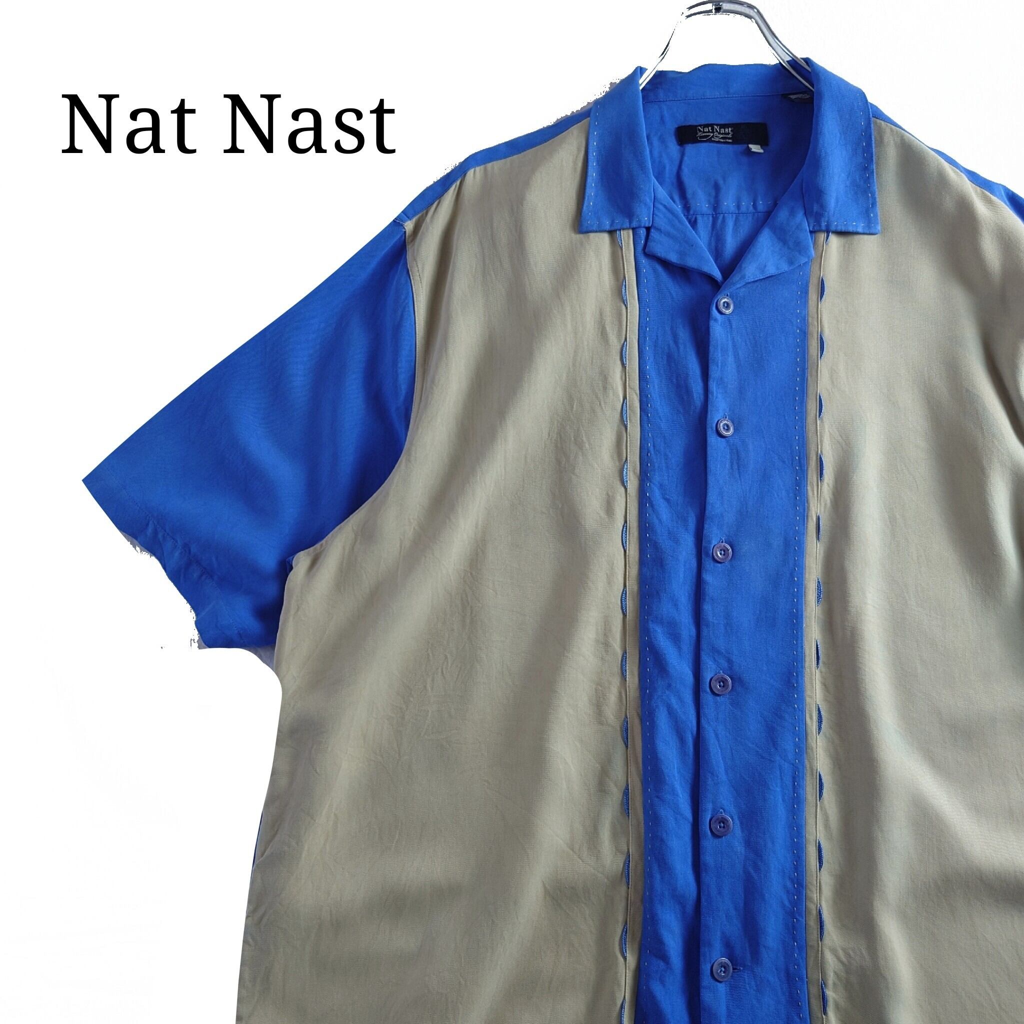 《値引き中》Nat Nast ナットナスト ラインカラーシャツ 開襟シャツ