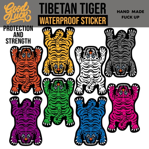 各色各１ 8枚セット USA GENERAL STORE TIBETAN TIGER STICKER チベタンタイガー チベットタイガー チベッタンタイガー ステッカー :TTS-001GY