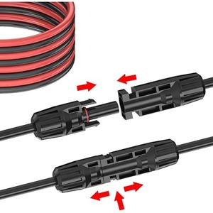 3ｍ　12AWG　 高耐久素材使用　MC4延長ケーブル赤黒2本セット　４SQ　＋－両コネクター付き 太陽光発電ケーブル ソーラー発電