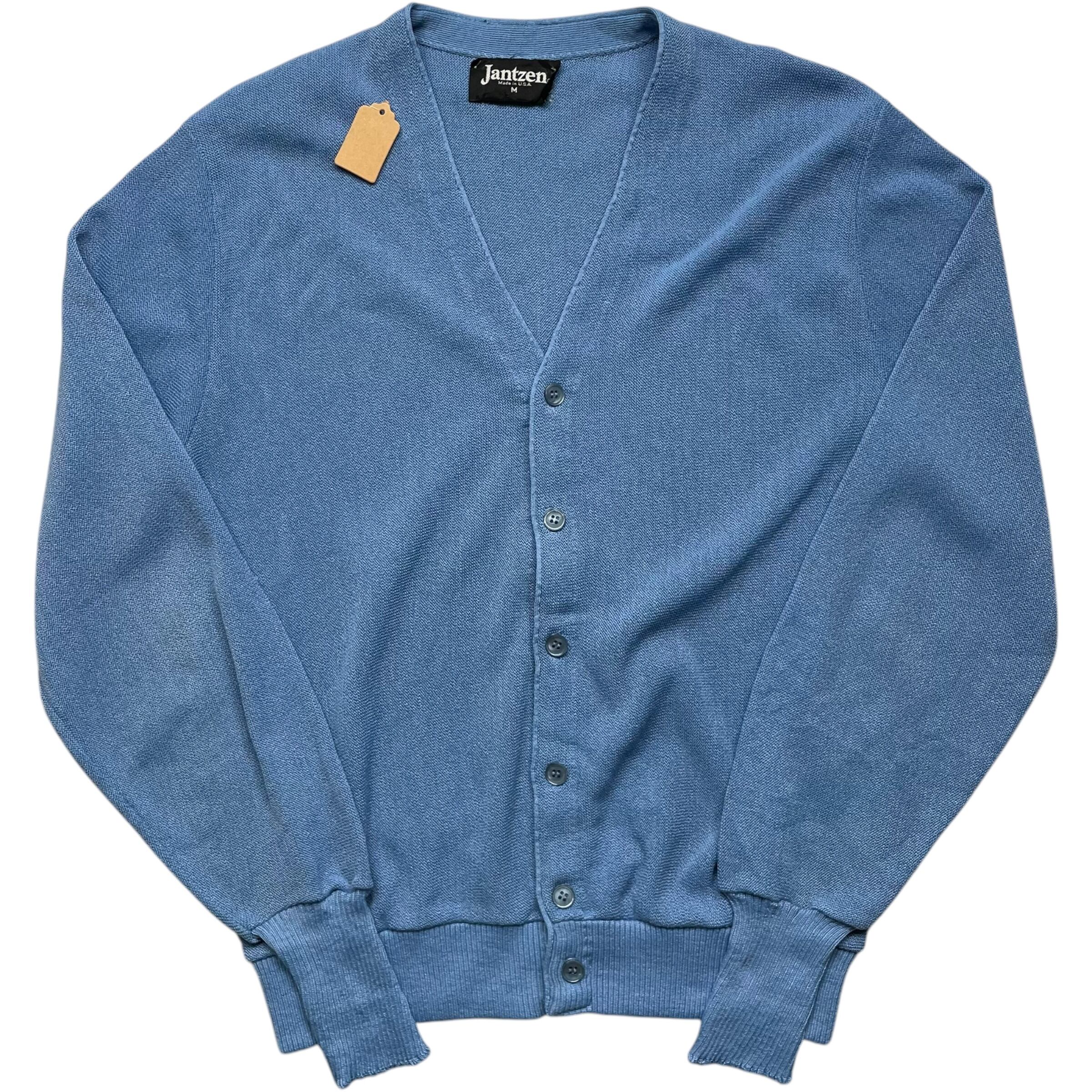 《M》JANTZEN ジャンセン カーディガン 無地 ライトブルー USA製 80年代vintage no.6385