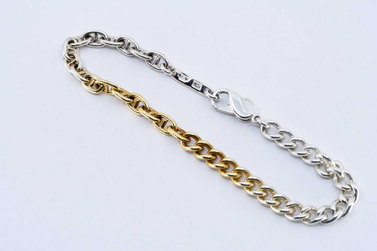 BN-104 Interlock chain Bracelet (TYPE B)( 24K Gradient Gold Plated)