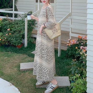 Balloon Sleeve Flare Silhouette Maxi Dress　OP0297
