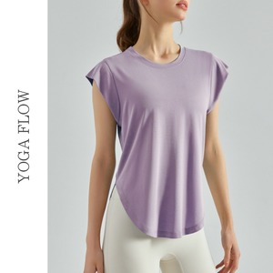 フレンチスリーブラウンドヘムTシャツ５色展開 F0013