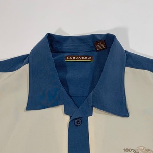 8917 CUBAVERA ネイビー ボーリングシャツ 半袖シャツ XL