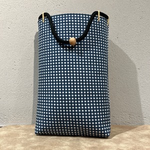 マチ付巾着　＃綿生地　角通　紺色