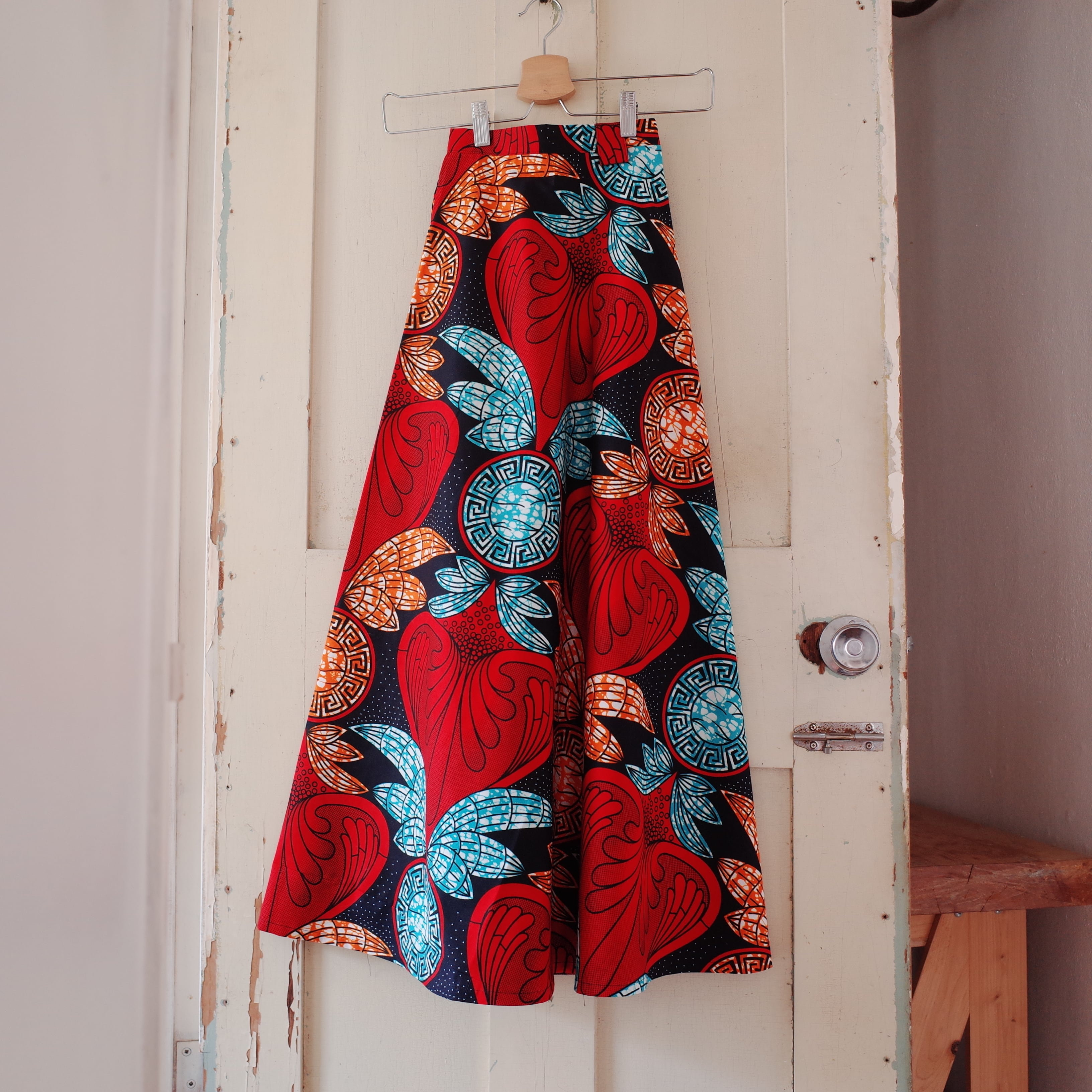 アフリカンプリント サーキュラーラップスカート red botanical | コレリ
