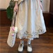 2色/フラワー刺繍リネンフレアスカート ・12272