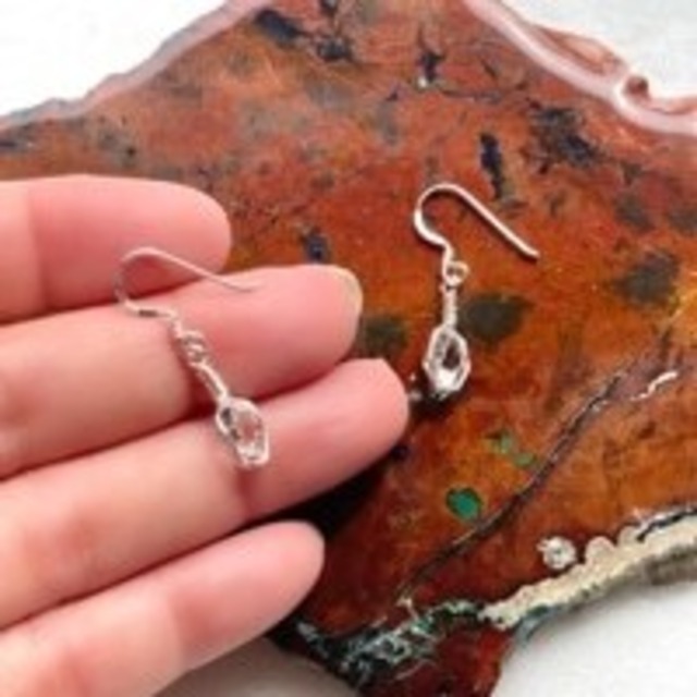 【ツーソン・超美石】ハーキマーダイヤモンド　ピアス（フューチャータイムリンクとゲートウェイ）（イヤリング可）　5623