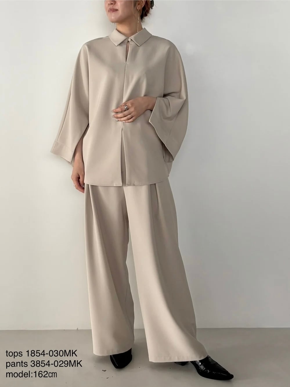 【送料無料】 CHIGNON(シニヨン) エステルクロスマニッシュPT ワイドパンツ タックワイドパンツ 手洗い可能 3854-029MK