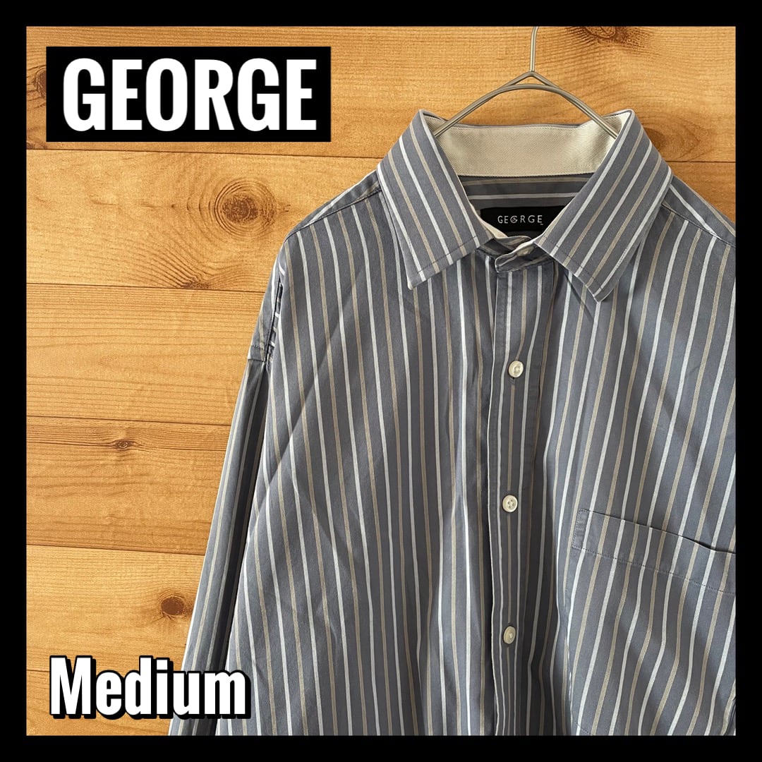 GEORGE】柄シャツ ストライプ 長袖シャツ 80s 2-ply US古着 | 古着屋