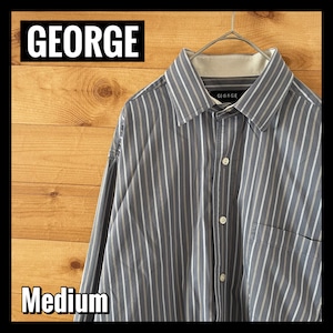 【GEORGE】柄シャツ ストライプ 長袖シャツ 80s 2-ply US古着