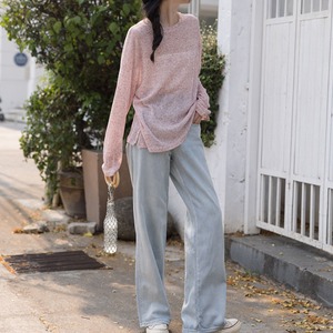 sheer knit top　J00516