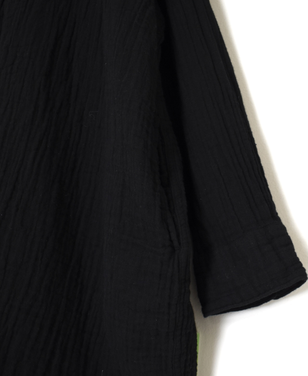 ARMEN(アーメン)コットンガーゼ バンドカラーロングシャツ:ブラック