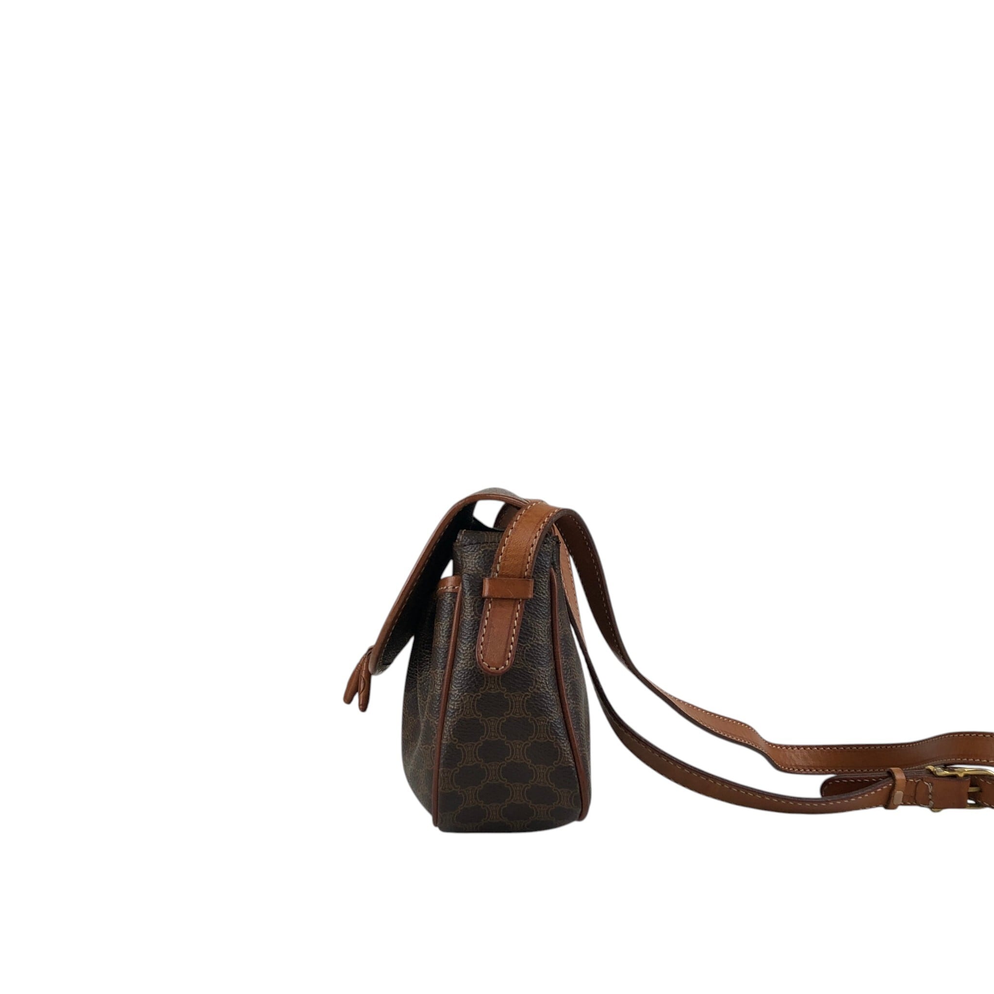 CELINE セリーヌ マカダム ショルダーバッグ ブラウン ブラゾン型押し