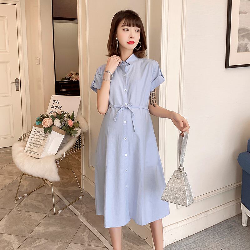 【新作】【送料無料】 サマードレスレクリエーションミディアムとロングカラーシャツスカートタイドマザー授乳シャツ 夏物 AL expec37995232089